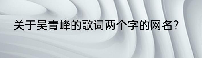 关于吴青峰的歌词两个字的网名？