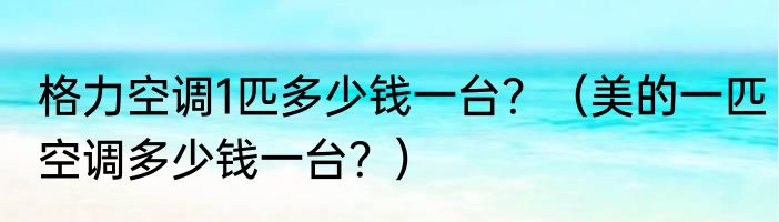 格力空调1匹多少钱一台？（美的一匹空调多少钱一台？）