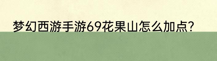 梦幻西游手游69花果山怎么加点？