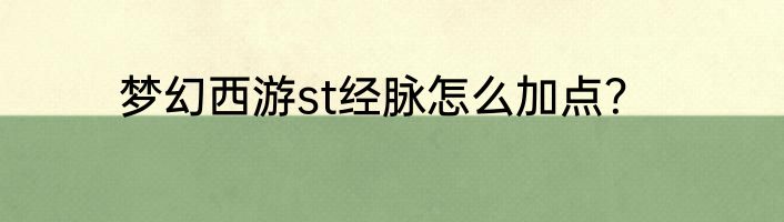 梦幻西游st经脉怎么加点？
