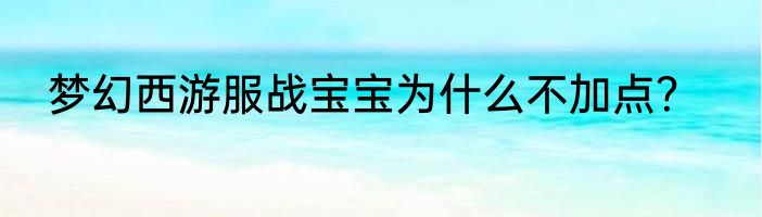 梦幻西游服战宝宝为什么不加点？