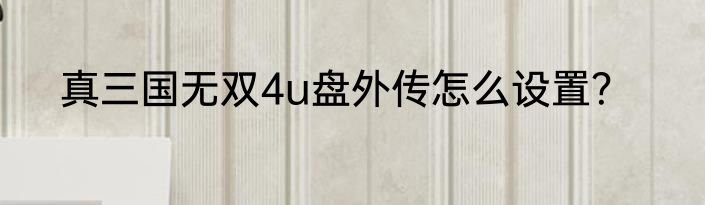 真三国无双4u盘外传怎么设置？