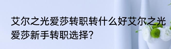 艾尔之光爱莎转职转什么好艾尔之光爱莎新手转职选择？
