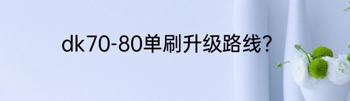 dk70-80单刷升级路线？
