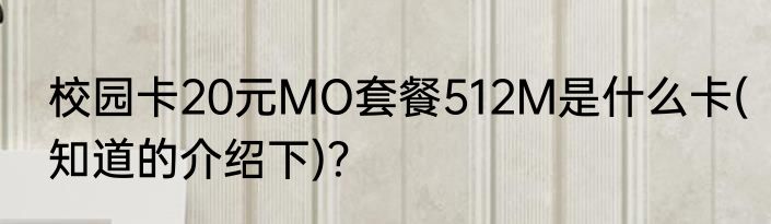 校园卡20元MO套餐512M是什么卡(知道的介绍下)？