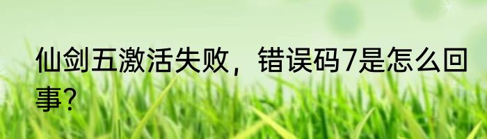 仙剑五激活失败，错误码7是怎么回事？
