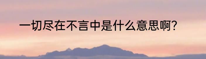 一切尽在不言中是什么意思啊？