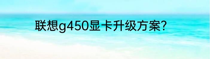 联想g450显卡升级方案？