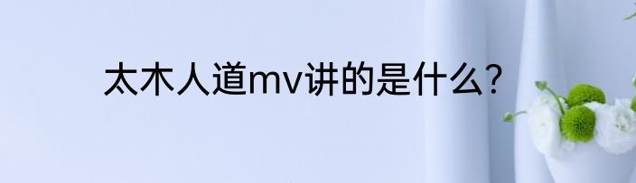 太木人道mv讲的是什么？