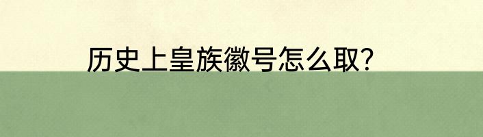 历史上皇族徽号怎么取？