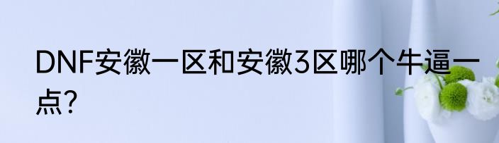 DNF安徽一区和安徽3区哪个牛逼一点？