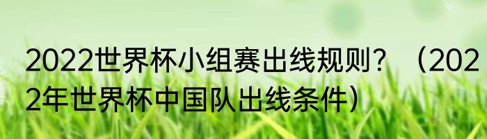 2022世界杯小组赛出线规则？（2022年世界杯中国队出线条件）