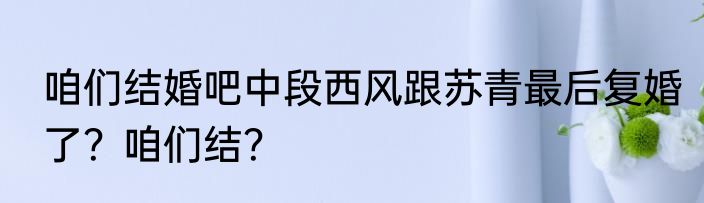咱们结婚吧中段西风跟苏青最后复婚了？咱们结？