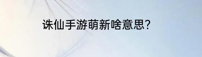 诛仙手游萌新啥意思？