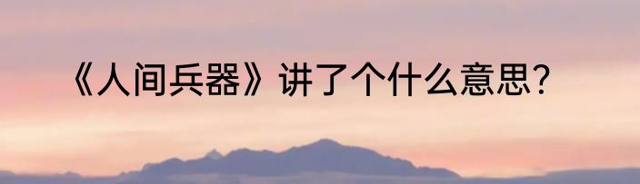 《人间兵器》讲了个什么意思？