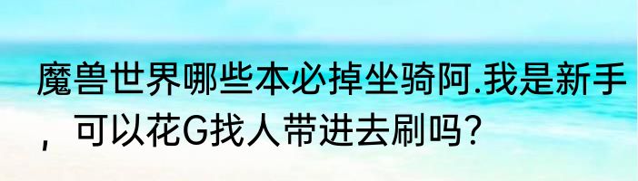 魔兽世界哪些本必掉坐骑阿.我是新手，可以花G找人带进去刷吗？