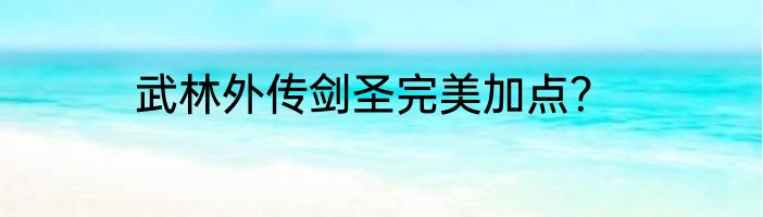 武林外传剑圣完美加点？