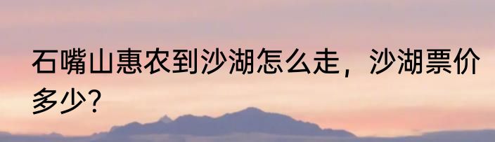 石嘴山惠农到沙湖怎么走，沙湖票价多少？