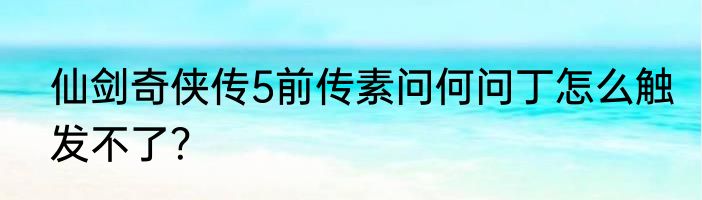 仙剑奇侠传5前传素问何问丁怎么触发不了？