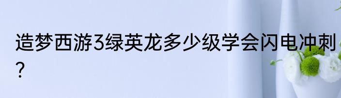 造梦西游3绿英龙多少级学会闪电冲刺？