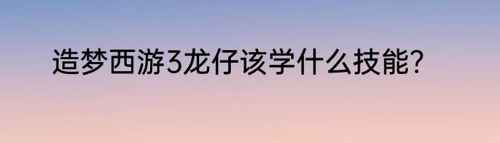造梦西游3龙仔该学什么技能？