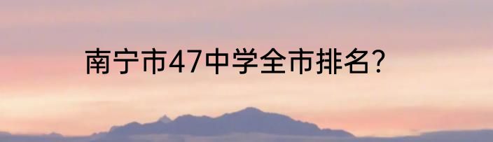 南宁市47中学全市排名？