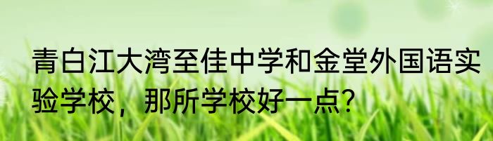青白江大湾至佳中学和金堂外国语实验学校，那所学校好一点？