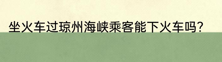 坐火车过琼州海峡乘客能下火车吗？