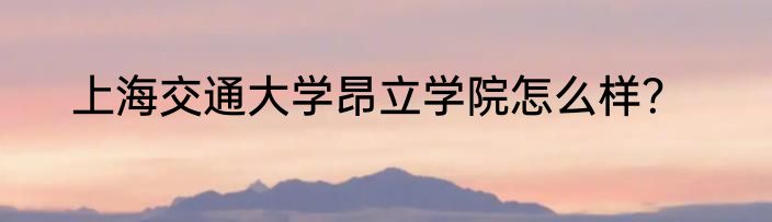 上海交通大学昂立学院怎么样？