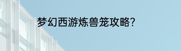 梦幻西游炼兽笼攻略？