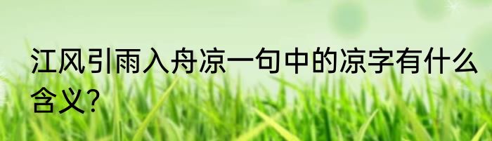江风引雨入舟凉一句中的凉字有什么含义？