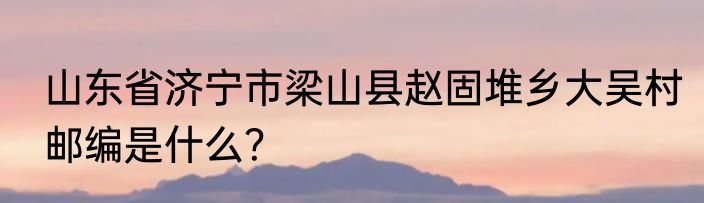 山东省济宁市梁山县赵固堆乡大吴村邮编是什么？