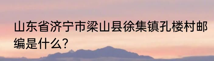 山东省济宁市梁山县徐集镇孔楼村邮编是什么？