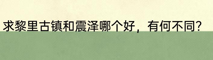 求黎里古镇和震泽哪个好，有何不同？