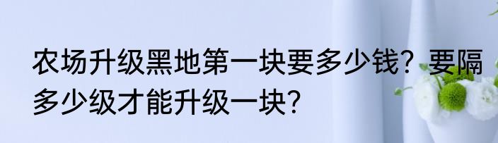农场升级黑地第一块要多少钱？要隔多少级才能升级一块？