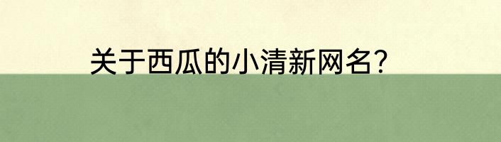 关于西瓜的小清新网名？
