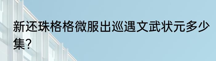 新还珠格格微服出巡遇文武状元多少集？