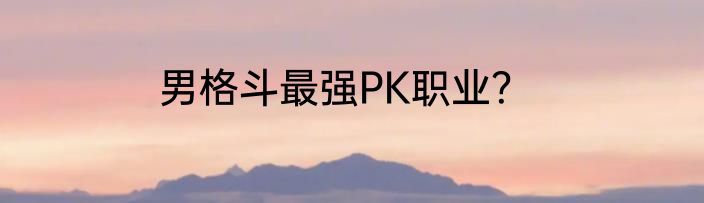 男格斗最强PK职业？