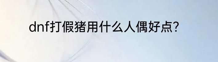 dnf打假猪用什么人偶好点？