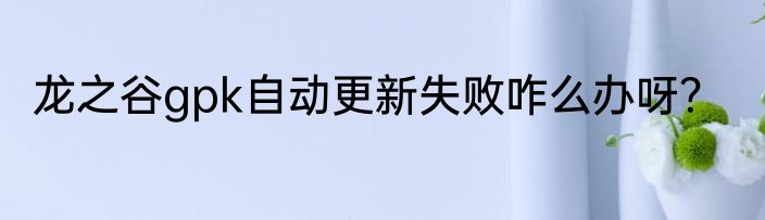 龙之谷gpk自动更新失败咋么办呀？