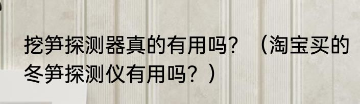 挖笋探测器真的有用吗？（淘宝买的冬笋探测仪有用吗？）
