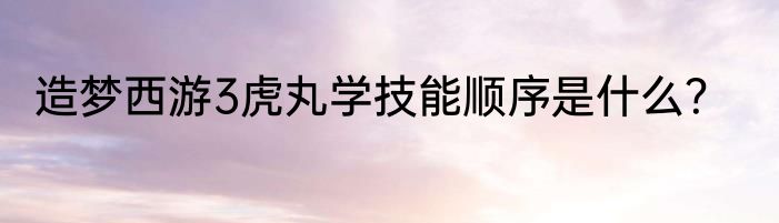 造梦西游3虎丸学技能顺序是什么？