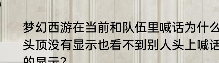 梦幻西游在当前和队伍里喊话为什么头顶没有显示也看不到别人头上喊话的显示？