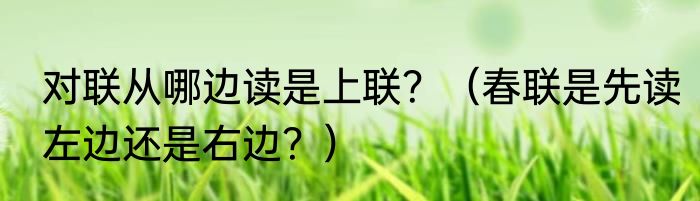 对联从哪边读是上联？（春联是先读左边还是右边？）
