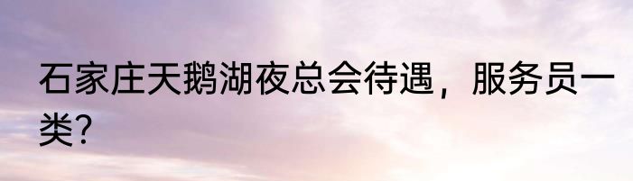 石家庄天鹅湖夜总会待遇，服务员一类？