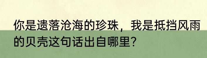 你是遗落沧海的珍珠，我是抵挡风雨的贝壳这句话出自哪里？