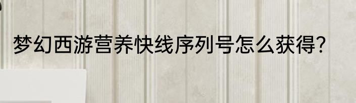 梦幻西游营养快线序列号怎么获得？