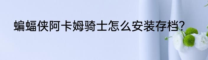 蝙蝠侠阿卡姆骑士怎么安装存档？