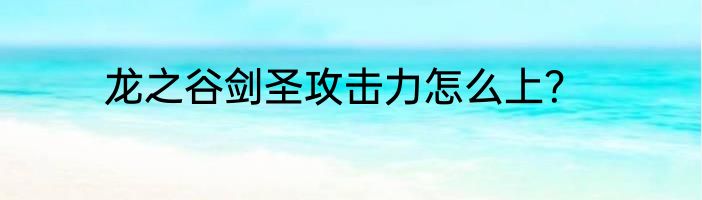 龙之谷剑圣攻击力怎么上？