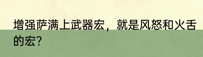 增强萨满上武器宏，就是风怒和火舌的宏？